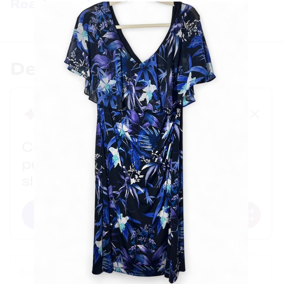 Connected Women’s Floral-Print Popover-Bodice Dress. - Picture 2 of 7